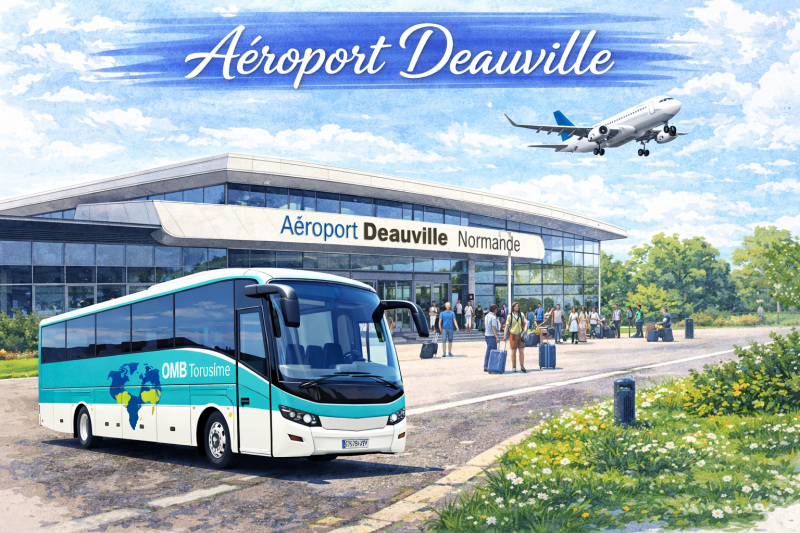 Autobus OMB à l'aéroport de Deauville
